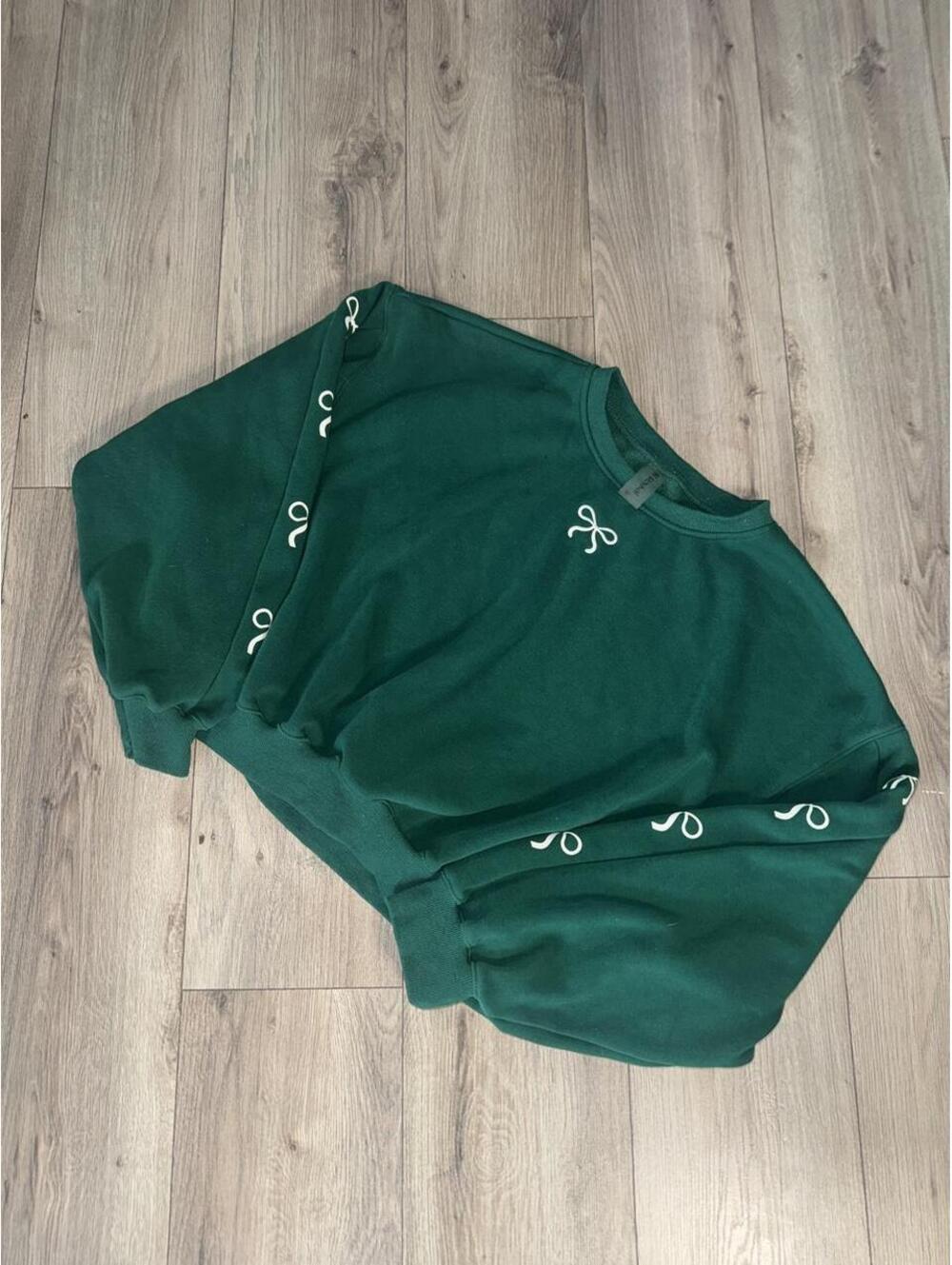 AS Revival Green Bow Sleeve Cropped Sweatshirt